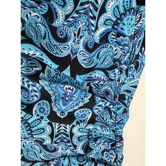 Spanx Assets By Sara Blakely Blue Paisley Halter One Piece Swimsuit Size Small - Picture 3 of 11